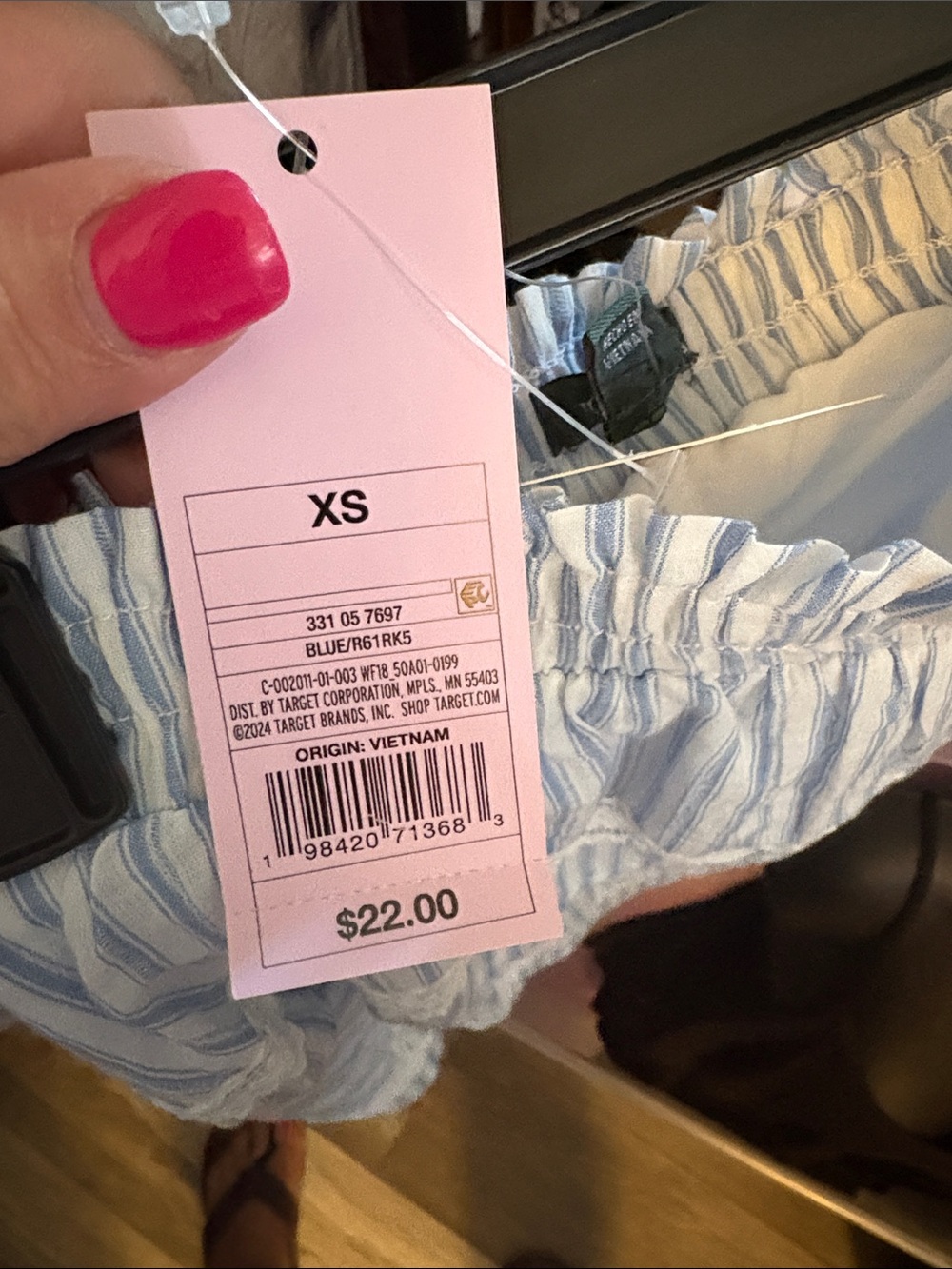 wild fable Light Blue and White Striped Ruffle Lace Mini Skort - Picture 4 of 5